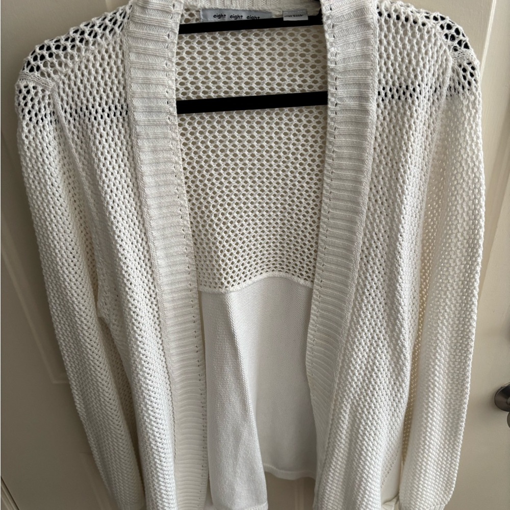 Eight Eight Eight White Open Front Cardigan
